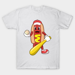 Hotdog at Baseball with Baseball bat T-Shirt